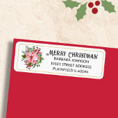 150 Pink Poinsettia Christmas Return Address
