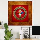 [150] Rosy Cross (Rose Croix) auf Red & Gold Poster (Heimbüro)