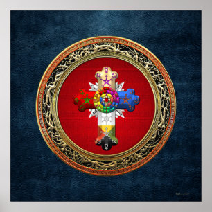[150] Rosy Cross (Rose Croix) auf Red & Gold Poster