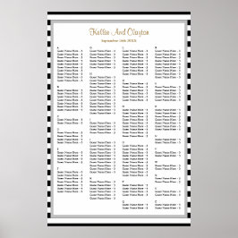150 Schwarz/Weiß Streifen Hochzeitstabelle Poster