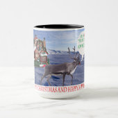 150z Tasse. Frohe Weihnachten und glückliches Neue Tasse (Zentrum)