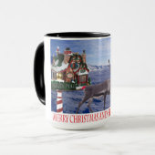 150z Tasse. Frohe Weihnachten und glückliches Neue Tasse (Vorderseite Links)