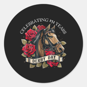 151 Jahre Kentucky Derby Day Herren Damen Vintage Runder Aufkleber