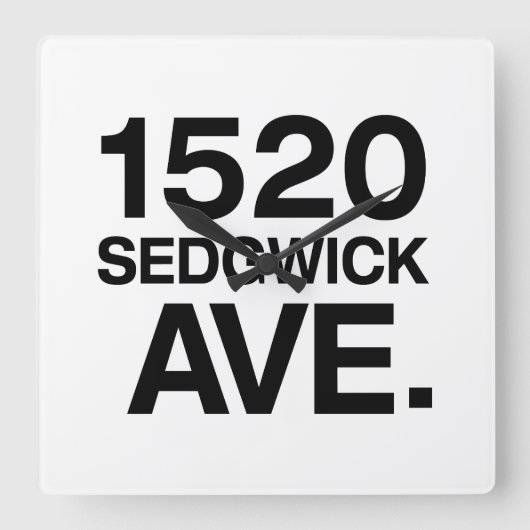 1520 SEDGWICK AVE. QUADRATISCHE WANDUHR (Vorderseite)