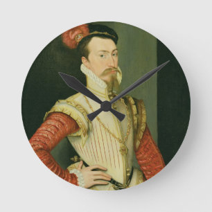 (1532-88) 1. Graf Roberts Dudley Leicester, c.1 Runde Wanduhr