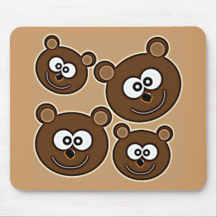 153 GLÜCKLICH KLEINE BROWN BÄREN RETRO STIL DIGI MOUSEPAD