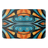 155 einfache, blaue und orangefarbene Formen Badematte (Vorderseite)