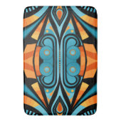 155 einfache, blaue und orangefarbene Formen Badematte (Vorderseite Vertikal)