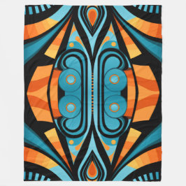 155 einfache, blaue und orangefarbene Formen Fleecedecke