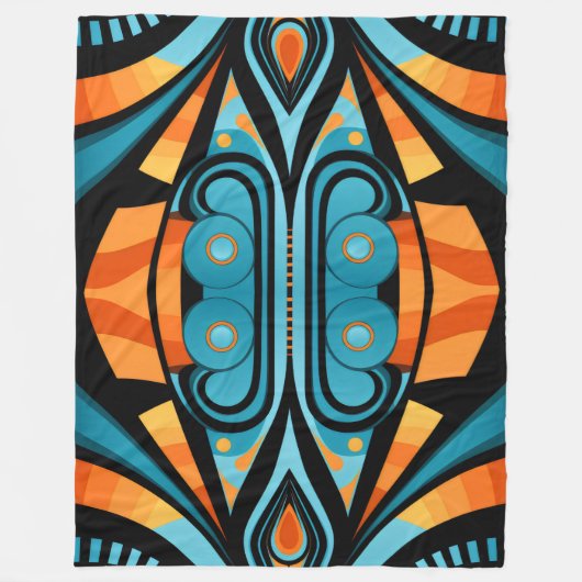 155 einfache, blaue und orangefarbene Formen Fleecedecke (Vorderseite)