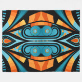 155 einfache, blaue und orangefarbene Formen Fleecedecke (Vorderseite (Horizontal))