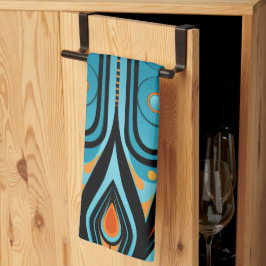 155 einfache, blaue und orangefarbene Formen Geschirrtuch