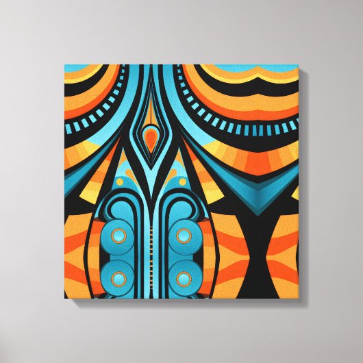 155 einfache, blaue und orangefarbene Formen Leinwanddruck (Vorderseite)