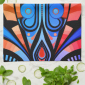 155 einfache, blaue und rote Muster Geschirrtuch (Gefaltet)