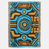 155 symmetrisches blaues und orangefarbenes Muster Decke (Vorderseite Vertikal)