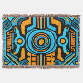 155 symmetrisches blaues und orangefarbenes Muster Decke