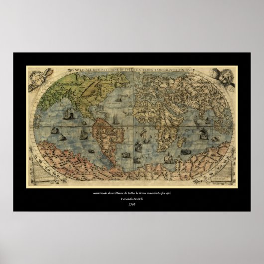 1565 Ferando Berteli (Fernando Bertelli) Weltkarte Poster (Vorne)