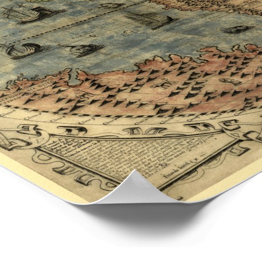 1565 Ferando Berteli (Fernando Bertelli) Weltkarte Poster (Ecke)