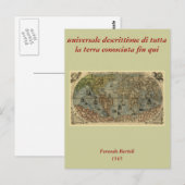 1565 Ferando Berteli (Fernando Bertelli) Weltkarte Postkarte (Vorne/Hinten)