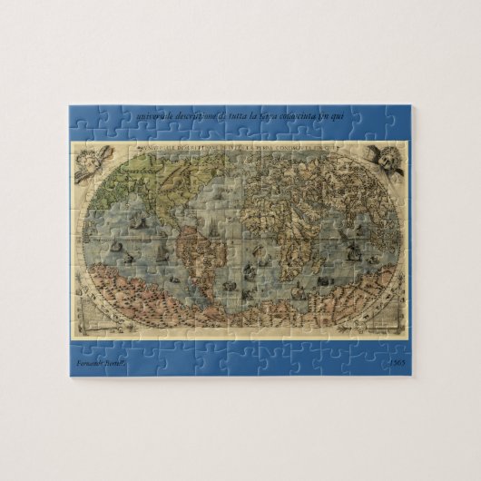 1565 Ferando Berteli (Fernando Bertelli) Weltkarte Puzzle (Horizontal)