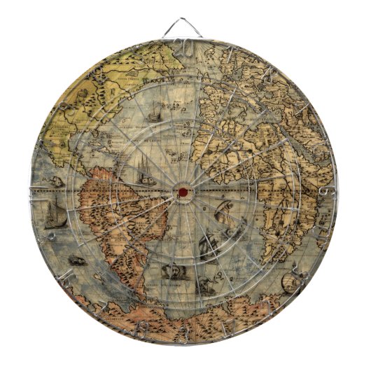 1565 Forlani Antike Weltkarte Vintage-Kartographie Dartscheibe (vorne)