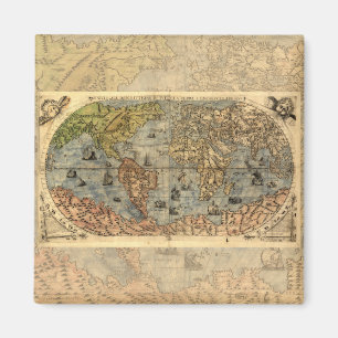 1565 Forlani Antike Weltkarte Vintage-Kartographie Magnet