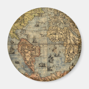 1565 Forlani Antike Weltkarte Vintage-Kartographie Magnet