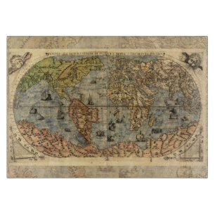 1565 Forlani Antike Weltkarte Vintage-Kartographie Schneidebrett