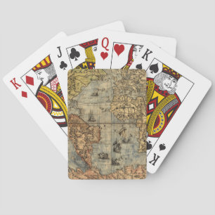 1565 Forlani Antike Weltkarte Vintage-Kartographie Spielkarten