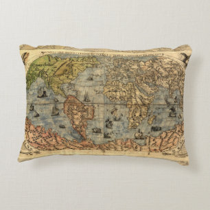 1565 Forlani Antike Weltkarte Vintage-Kartographie Zierkissen