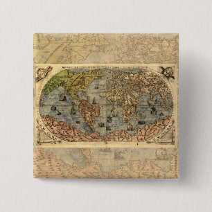 1565 Forlani AntiquevWeltkarte Renaissance Button