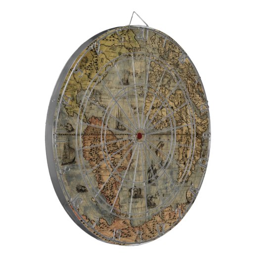 1565 Forlani AntiquevWeltkarte Renaissance Dartscheibe (Vorderseite Links)