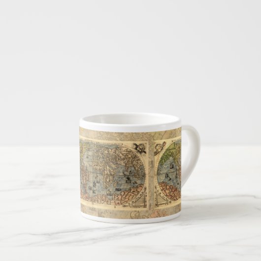 1565 Forlani AntiquevWeltkarte Renaissance Espressotasse (Vorderseite Rechts)