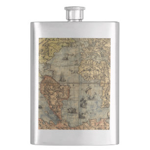 1565 Forlani AntiquevWeltkarte Renaissance Flachmann