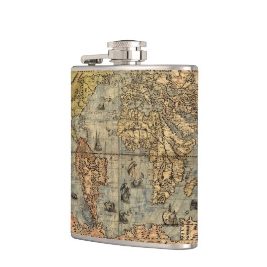 1565 Forlani AntiquevWeltkarte Renaissance Flachmann (Links)