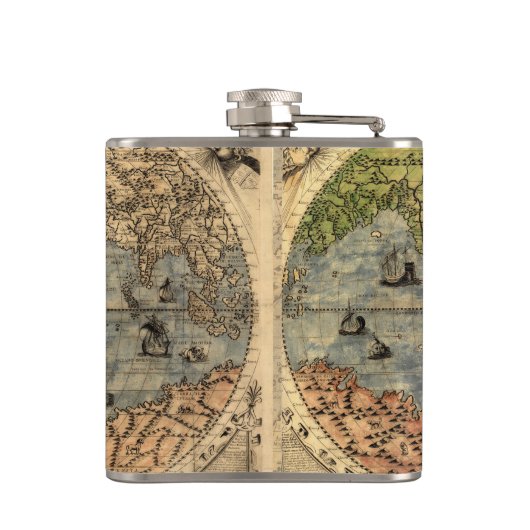 1565 Forlani AntiquevWeltkarte Renaissance Flachmann (Rückseite)