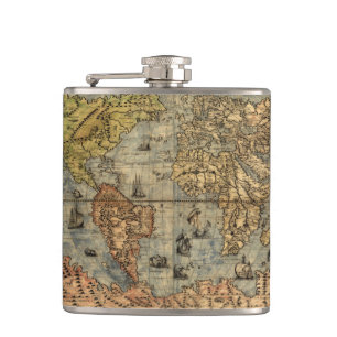 1565 Forlani AntiquevWeltkarte Renaissance Flachmann