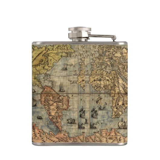 1565 Forlani AntiquevWeltkarte Renaissance Flachmann (Rückseite)