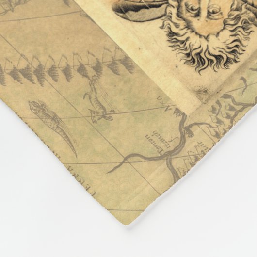 1565 Forlani AntiquevWeltkarte Renaissance Fleecedecke (Ecke)