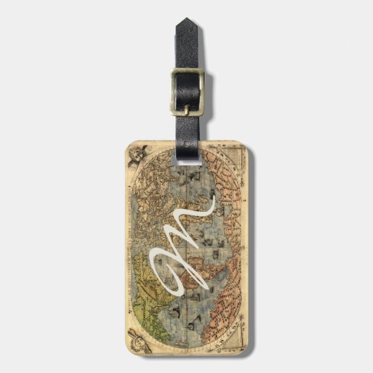 1565 Forlani AntiquevWeltkarte Renaissance Gepäckanhänger (Vorderseite vertikal)