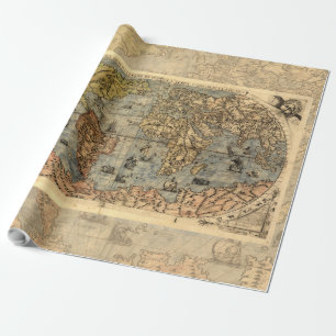 1565 Forlani AntiquevWeltkarte Renaissance Geschenkpapier