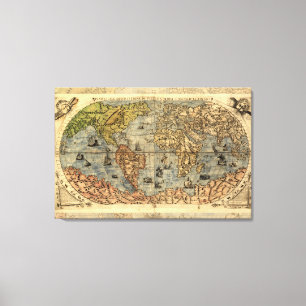 1565 Forlani AntiquevWeltkarte Renaissance Leinwanddruck
