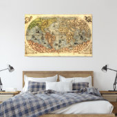 1565 Forlani AntiquevWeltkarte Renaissance Leinwanddruck (Insitu (Schlafzimmer))