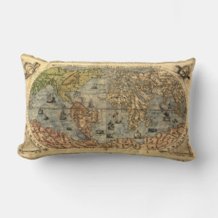1565 Forlani AntiquevWeltkarte Renaissance Lendenkissen
