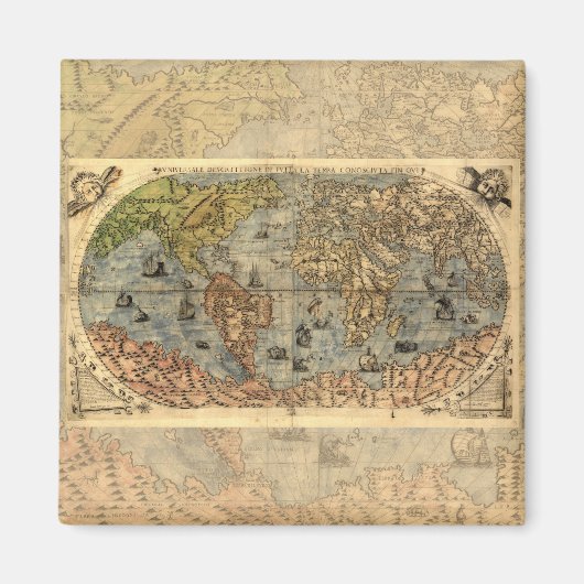 1565 Forlani AntiquevWeltkarte Renaissance Magnet (Vorne)