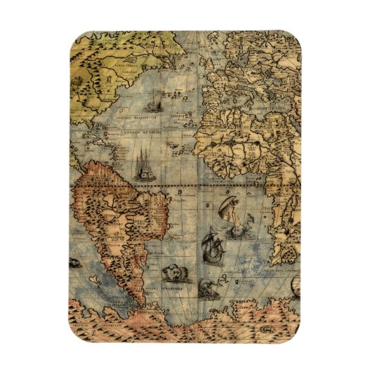 1565 Forlani AntiquevWeltkarte Renaissance Magnet (Vertikal)