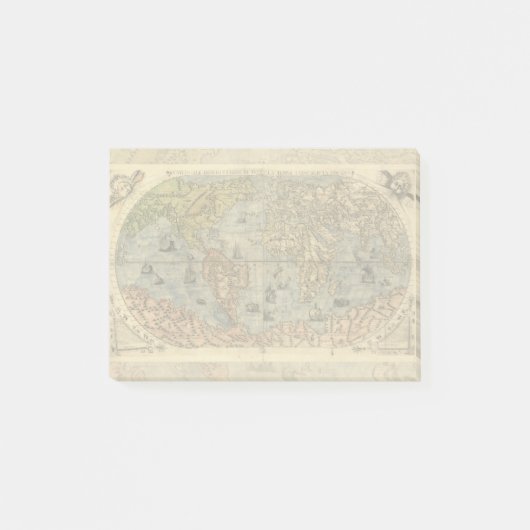 1565 Forlani AntiquevWeltkarte Renaissance Post-it Klebezettel (Vorderseite)