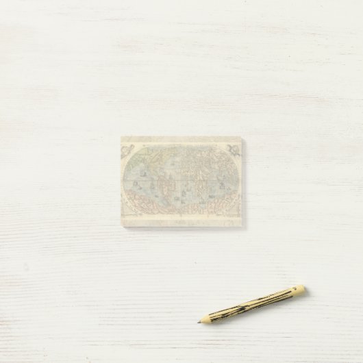 1565 Forlani AntiquevWeltkarte Renaissance Post-it Klebezettel (Auf Schreibtisch)