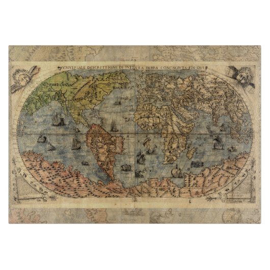 1565 Forlani AntiquevWeltkarte Renaissance Schneidebrett (Vorderseite)