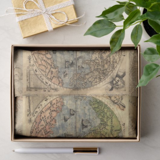 1565 Forlani AntiquevWeltkarte Renaissance Seidenpapier (Geschenk)